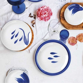 Zafferano Mannaggia li pescetti dessert plate diam. 8 5/64 inch blu wave pattern - Buy now on ShopDecor - Discover the best products by ZAFFERANO design
